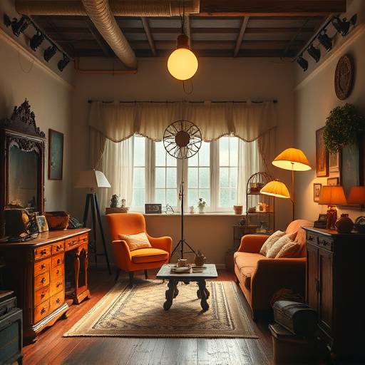 Cozy vintage-themed studio with props